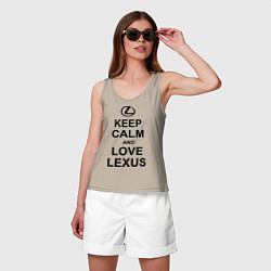 Майка женская хлопок Keep Calm & Love Lexus, цвет: миндальный — фото 2