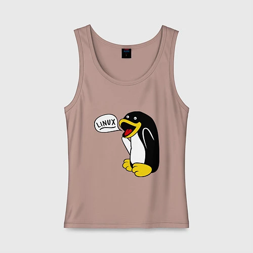Женская майка Пингвин: Linux / Пыльно-розовый – фото 1