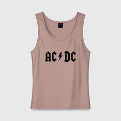 Майка женская хлопок AC/DC, цвет: пыльно-розовый