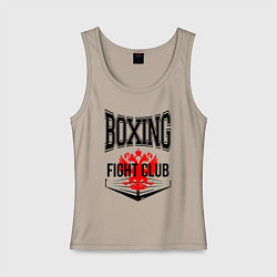 Майка женская хлопок Boxing fight club Russia, цвет: миндальный