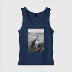 Майка женская хлопок Великий Лев Яшин, цвет: тёмно-синий