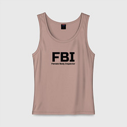 Майка женская хлопок ФБР,Инспектор женского тела, цвет: пыльно-розовый