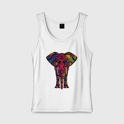 Майка женская хлопок  Слон с орнаментом, цвет: белый