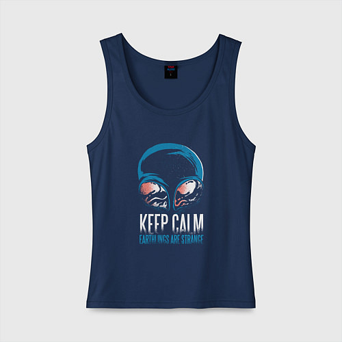 Женская майка Keep Calm Земляне странные / Тёмно-синий – фото 1