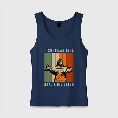 Женская майка Рыбалка большой улов / Тёмно-синий – фото 1