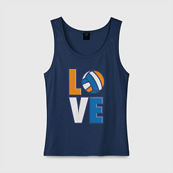 Майка женская хлопок Love Volleyball, цвет: тёмно-синий