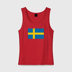 Майка женская хлопок Швеция Флаг Швеции, цвет: красный