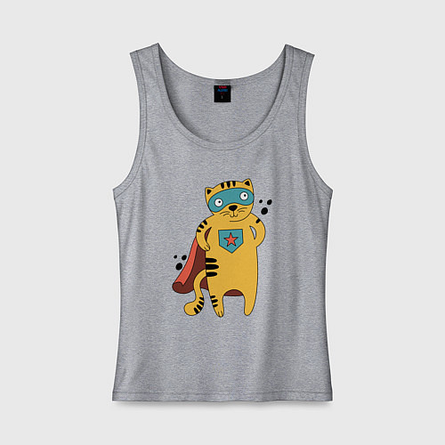 Женская майка Кот Герой / Меланж – фото 1