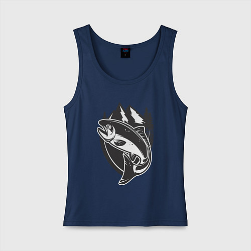 Женская майка Рыбалка на лосося / Тёмно-синий – фото 1