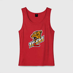Майка женская хлопок Team Tigers, цвет: красный