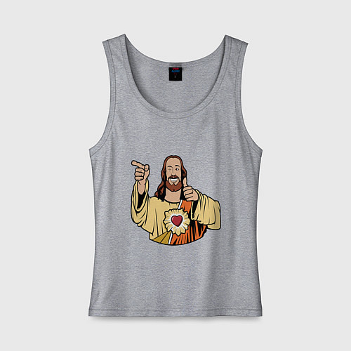 Женская майка Dogma - smile Jesus like / Меланж – фото 1