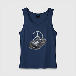 Майка женская хлопок Mercedes AMG motorsport, цвет: тёмно-синий