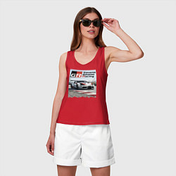 Майка женская хлопок Toyota Gazoo Racing - легендарная спортивная коман, цвет: красный — фото 2