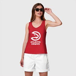 Майка женская хлопок Атланта Хокс, Atlanta Hawks, цвет: красный — фото 2