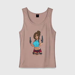 Майка женская хлопок Lara Croft Tomb Raider, цвет: пыльно-розовый