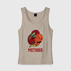 Майка женская хлопок Самус Метроид, цвет: миндальный