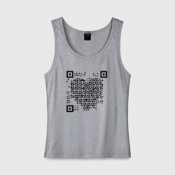 Майка женская хлопок QR-Heart, цвет: меланж