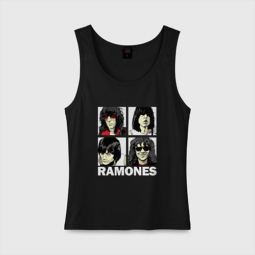 Женская майка Ramones, Рамонес Портреты / Черный – фото 1