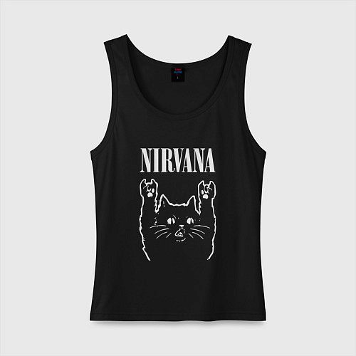 Женская майка Nirvana Rock Cat, НИРВАНА / Черный – фото 1