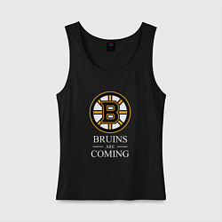 Майка женская хлопок Boston are coming, Бостон Брюинз, Boston Bruins, цвет: черный