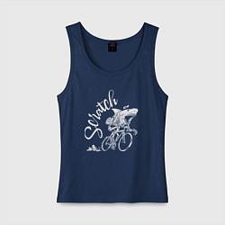 Майка женская хлопок Scratch - трековые велогонки, цвет: тёмно-синий