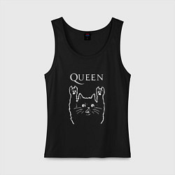 Майка женская хлопок Queen Рок кот, цвет: черный