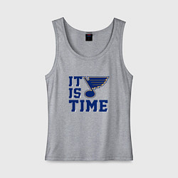 Майка женская хлопок It is St Louis Blues time Сент Луис Блюз, цвет: меланж