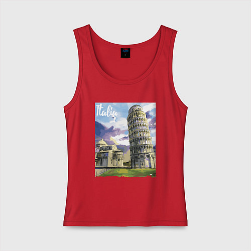 Женская майка Италия Пизанская башня / Красный – фото 1