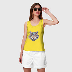 Майка женская хлопок Мозаика - Белый тигр, цвет: желтый — фото 2