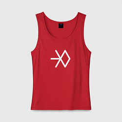 Майка женская хлопок Логотип exo, цвет: красный