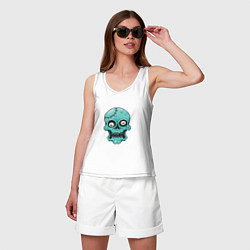 Майка женская хлопок Zombie Skull, цвет: белый — фото 2