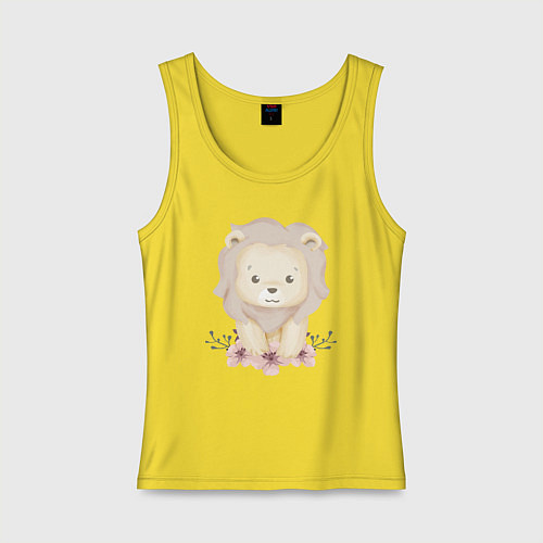 Женская майка Милый Львёнок С Цветами / Желтый – фото 1