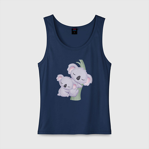 Женская майка Милые Коалы На Дереве / Тёмно-синий – фото 1