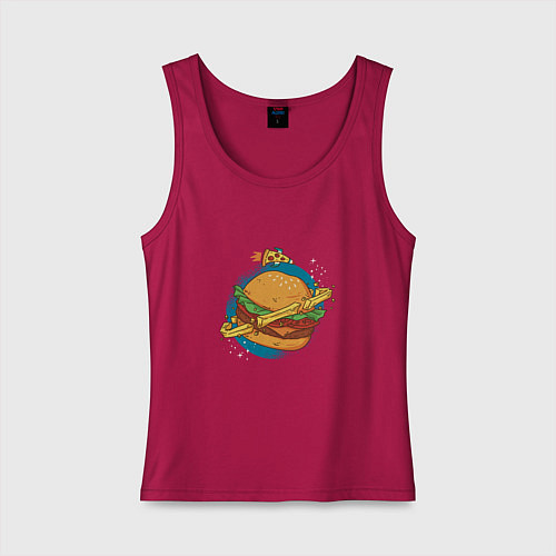 Женская майка Бургер Планета Planet Burger / Маджента – фото 1