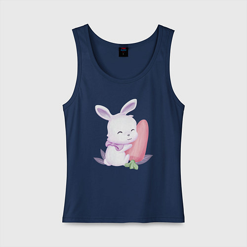 Женская майка Милый Крольчонок С Большой Морковкой / Тёмно-синий – фото 1