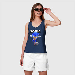 Майка женская хлопок Sonic the Hedgehog 2, цвет: тёмно-синий — фото 2