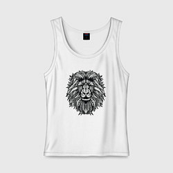 Майка женская хлопок Лев в стиле Мандала Mandala Lion, цвет: белый