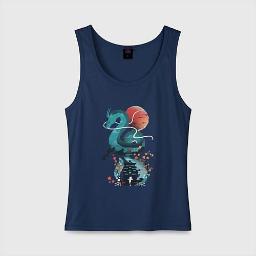 Женская майка История Тихоро и Хаку / Тёмно-синий – фото 1