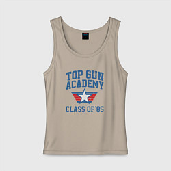 Майка женская хлопок TOP GUN Academy Class of 85, цвет: миндальный