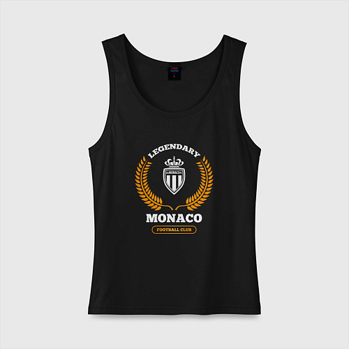 Женская майка Лого Monaco и надпись Legendary Football Club / Черный – фото 1