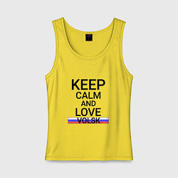 Майка женская хлопок Keep calm Volsk Вольск, цвет: желтый