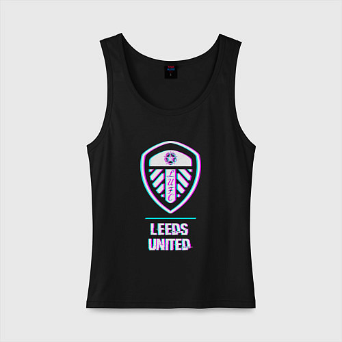 Женская майка Leeds United FC в стиле Glitch / Черный – фото 1