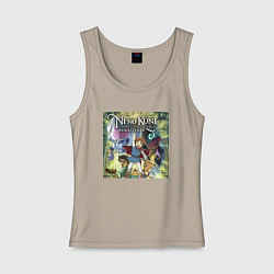 Майка женская хлопок Постер игры NI NO KUNI, цвет: миндальный