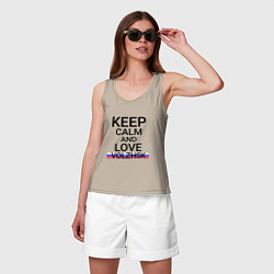 Майка женская хлопок Keep calm Volzhsk Волжск, цвет: миндальный — фото 2