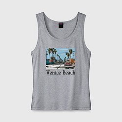 Майка женская хлопок Los Angeles Venis Beach, цвет: меланж