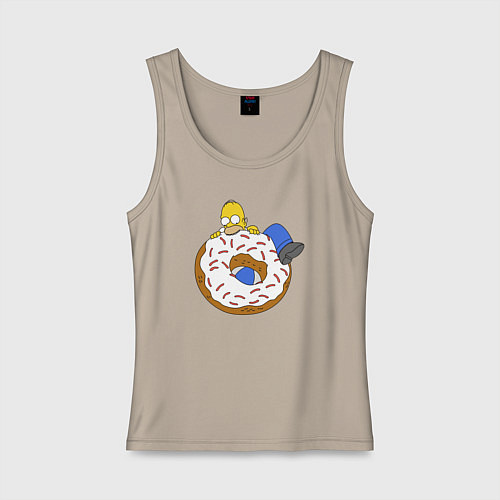 Женская майка Большой пончик с глазурью принт Гомер / Миндальный – фото 1