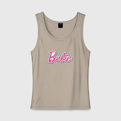 Майка женская хлопок Barbie logo, цвет: миндальный