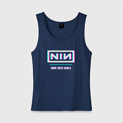 Майка женская хлопок Nine Inch Nails Glitch Rock, цвет: тёмно-синий