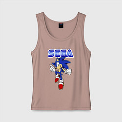 Майка женская хлопок SEGA - Sonic, цвет: пыльно-розовый