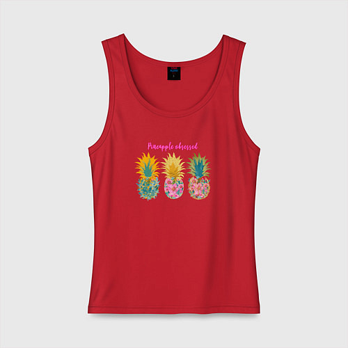 Женская майка Сочные разноцветные ананасы / Красный – фото 1